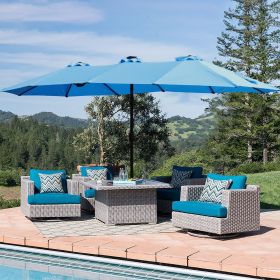 15x9ft Large Double-Sided Rectangular Outdoor Twin Patio Market Umbrella with light and base- blue 15x9ft Large Double-Sided Rectangular Outdoor Twin Patio Market Umbrella with light and base- blue